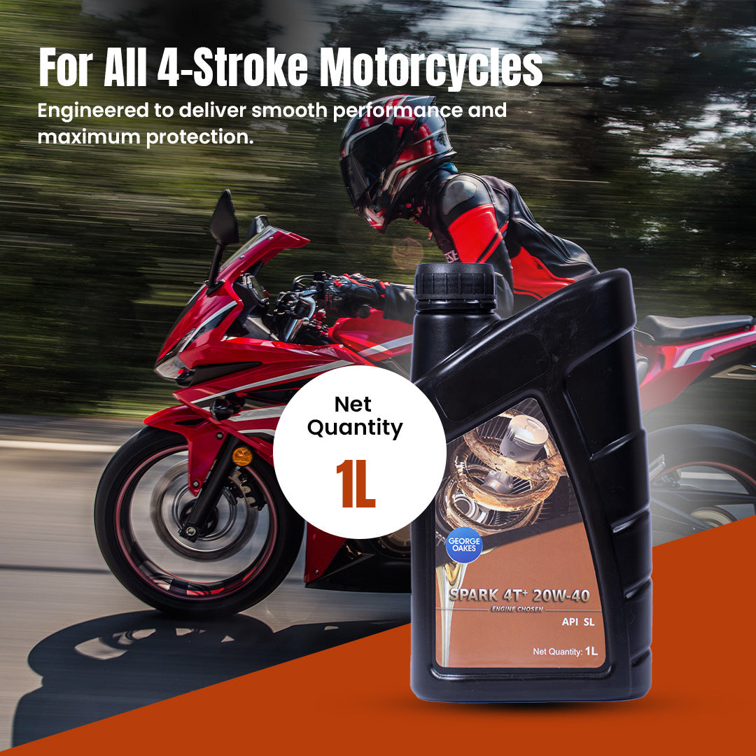 George Oakes Spark4T+ API SL SAE 20W-40 Engine Oil (Gold) 1 Litre - GO4T2040SLP1GD