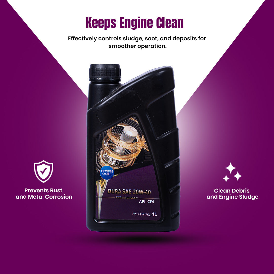 George Oakes Dura API CF4 SAE 20W-40 Heavy Duty Engine Oil (Red) 1 Litre - GO2040CF41RD