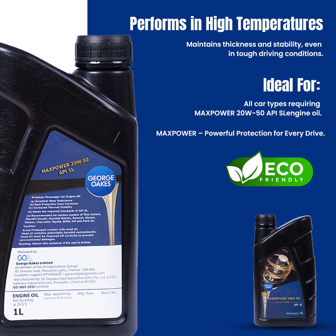 George Oakes (PCMO) Maxpower API SL SAE 20W-50 Engine Oil (Gold) 1 Litre - GO2050SL1GD