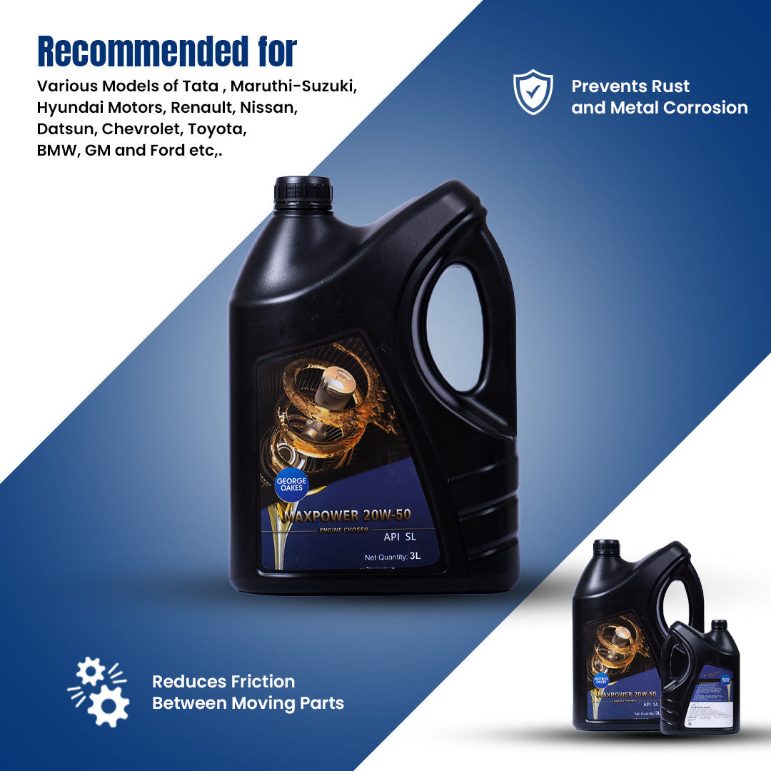 George Oakes (PCMO) Maxpower API SL SAE 20W-50 Engine Oil (Gold) 3 Litre - GO2050SL3GD