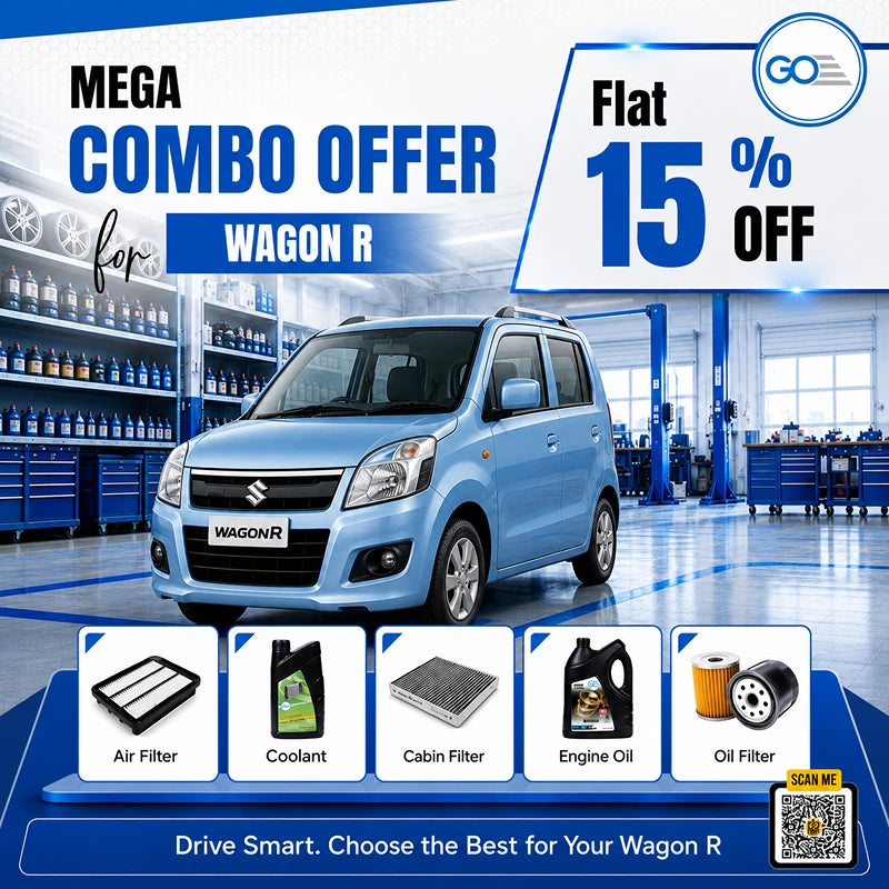 Maruti Wagon R Combo Pack – Engine Oil, Coolant, Air Filter, Oil Filter & Cabin Filter | Complete Car Maintenance Kit