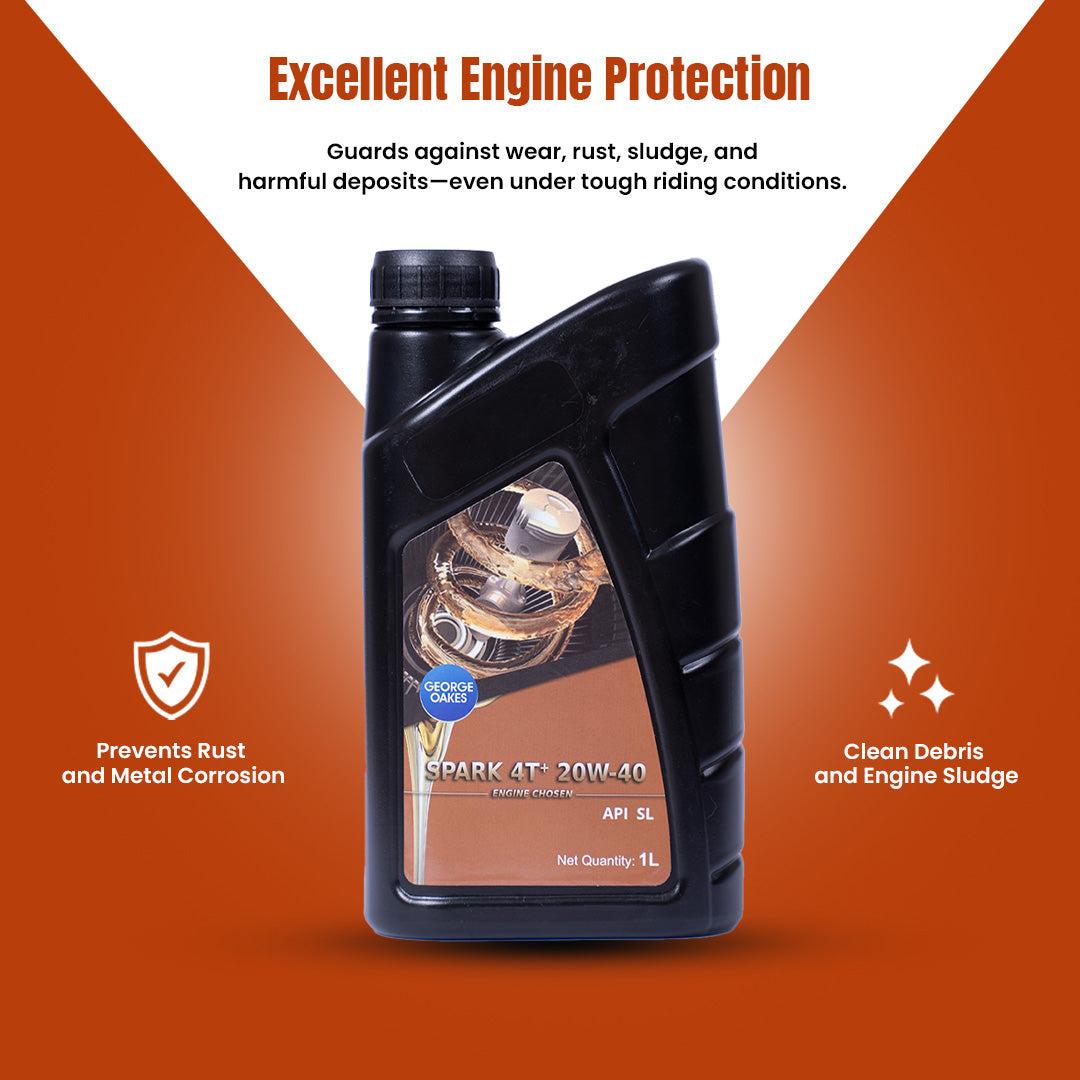 George Oakes Spark4T+ API SM SAE 20W-40 Engine Oil (Gold) 1 litre - GO4T2040SM1GDWC-AI