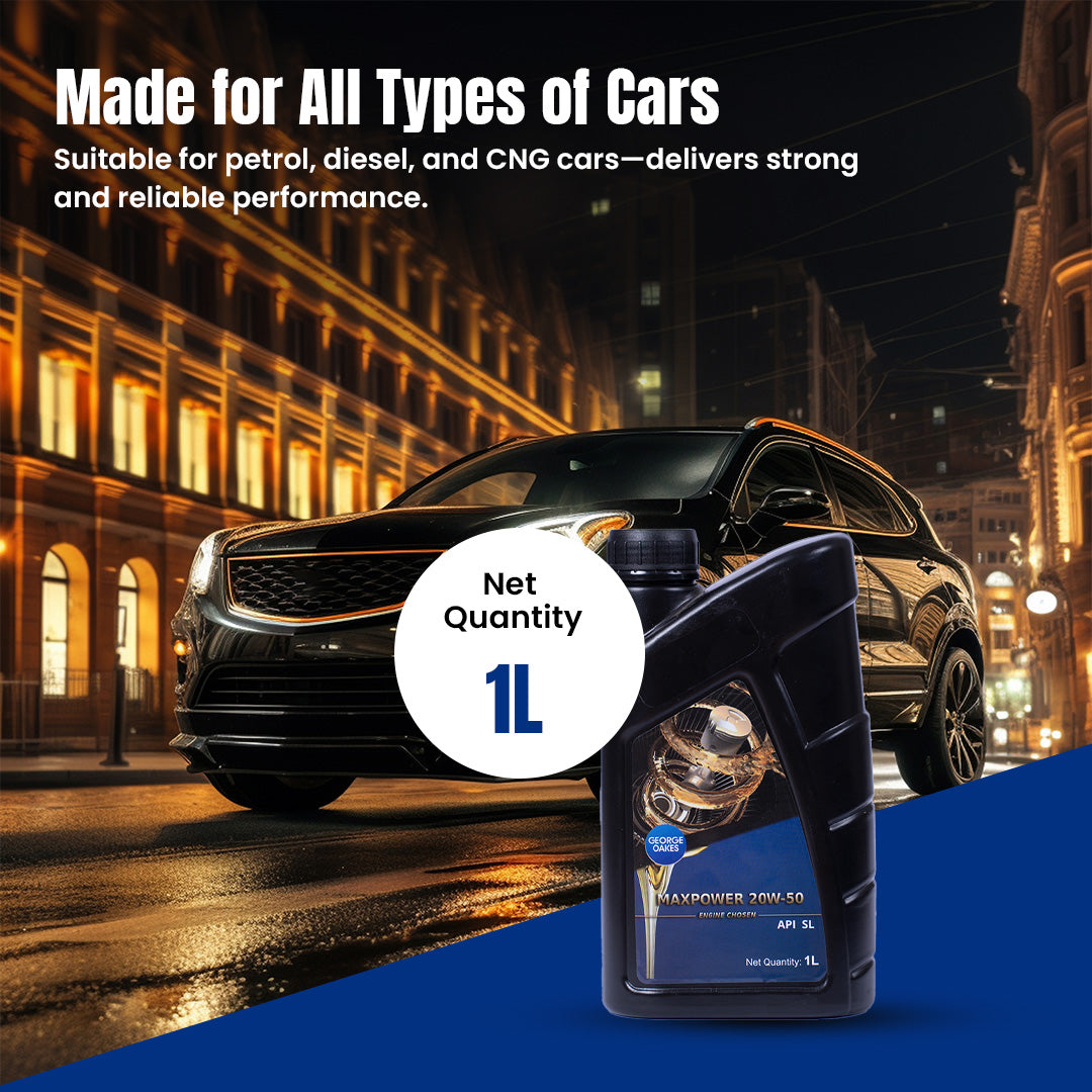 George Oakes (PCMO) Maxpower API SL SAE 20W-50 Engine Oil (Gold) 1 Litre - GO2050SL1GD