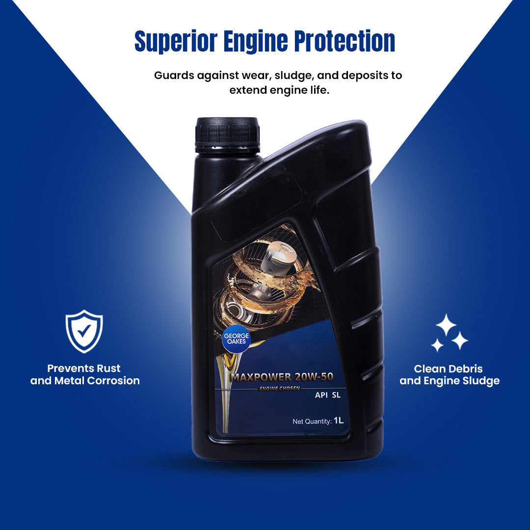 George Oakes (PCMO) Maxpower API SL SAE 20W-50 Engine Oil (Gold) 1 Litre - GO2050SL1GD