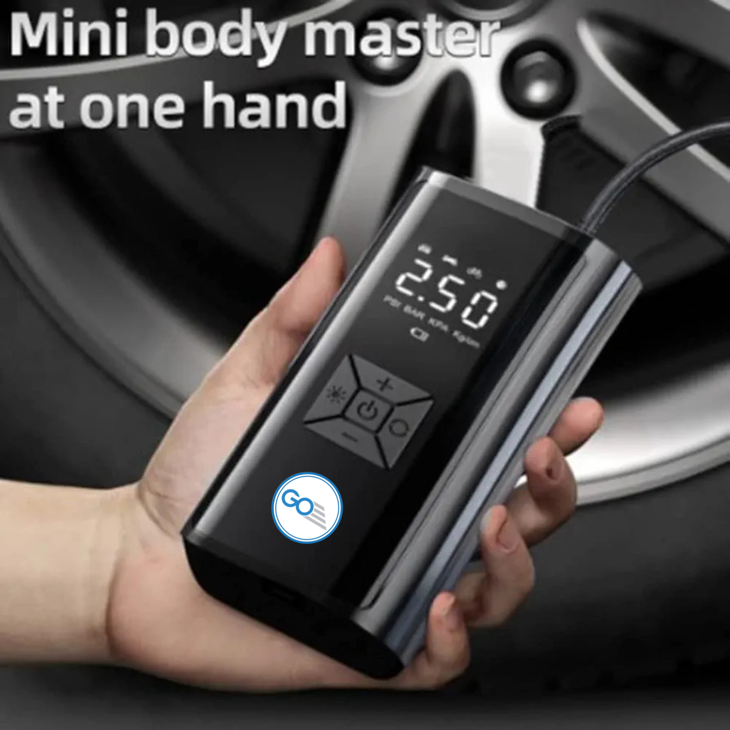 GO Regency Cordless Tyre Inflator 150 PSI | Rechargeable Air Pump with 4500mAh Battery, 120W Power, Digital Display, Power Bank, Portable Air Compressor
