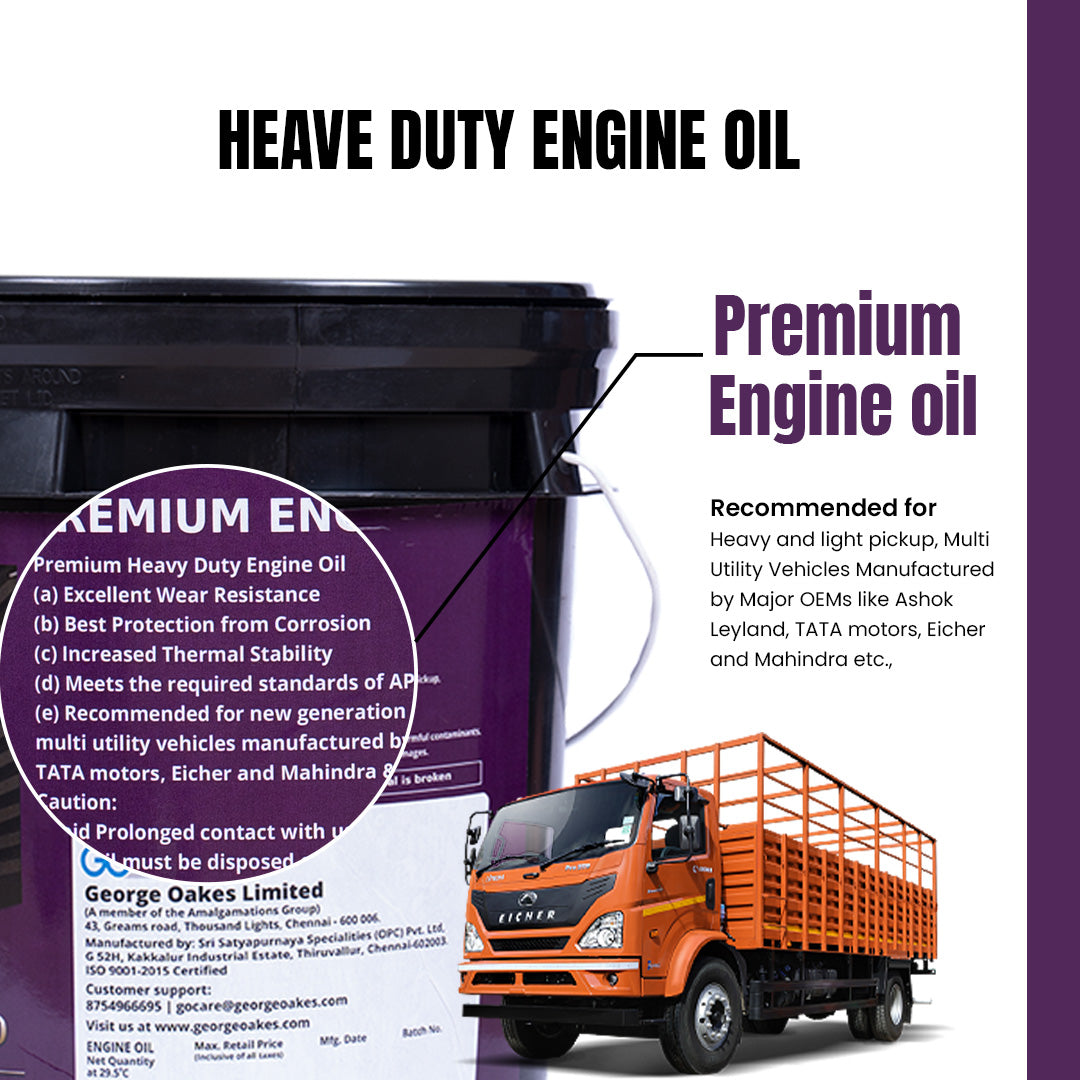 George Oakes Armour API CI4 SAE 15W-40 Heavy Duty Engine Oil (Gold) 10 Litre - GO1540CI4P10GD