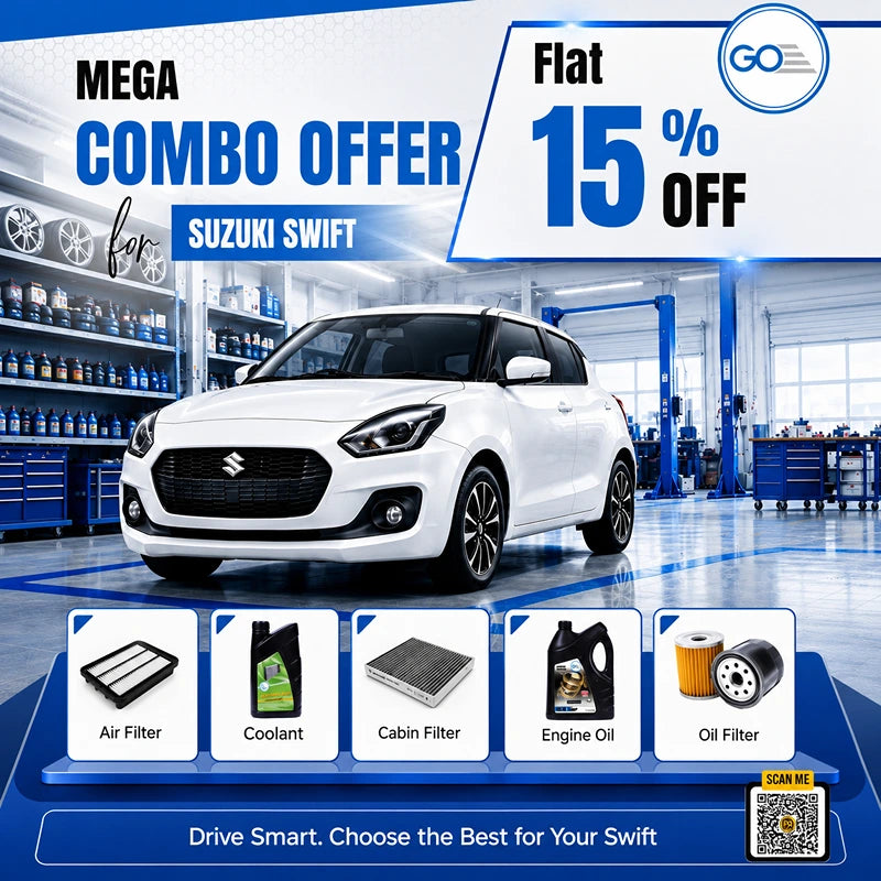 Maruti Swift Combo Pack – Engine Oil, Coolant, Air Filter, Oil Filter & Cabin Filter | Complete Car Maintenance Kit